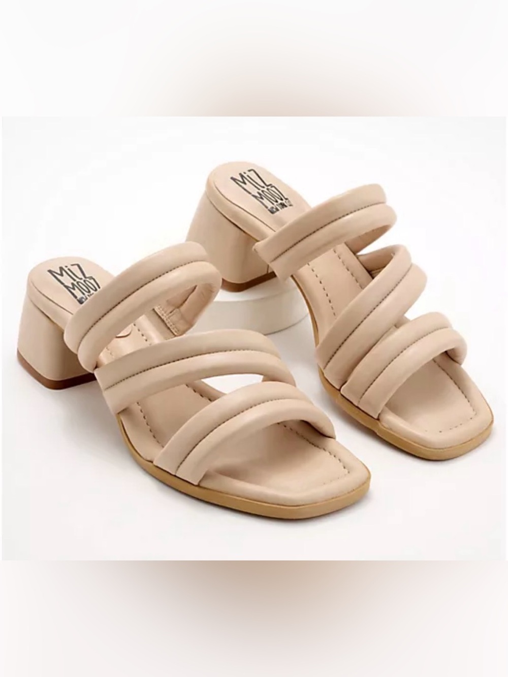 Miz Mooz Nude Strappy Block Heel Sandals